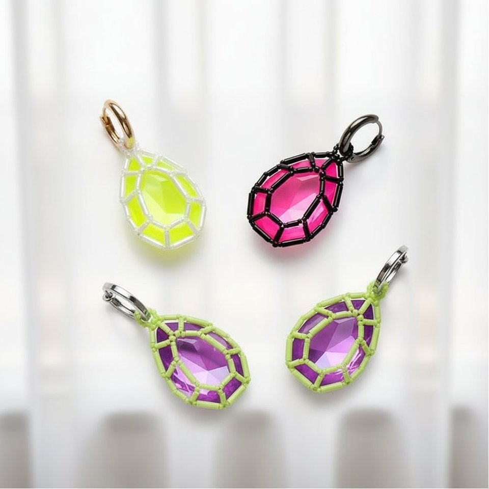 WBJW-C-S-00308 クリスタル エレクトリックカラーのビッグドロップイヤーアクセサリー