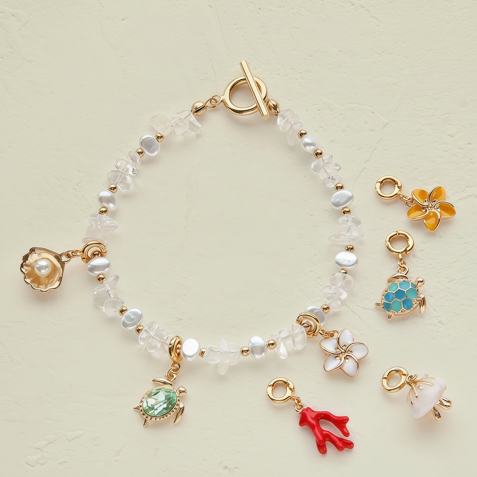<strong>WBJW-B-S-00534 マリンチャームのブレス＆ピアス</strong>