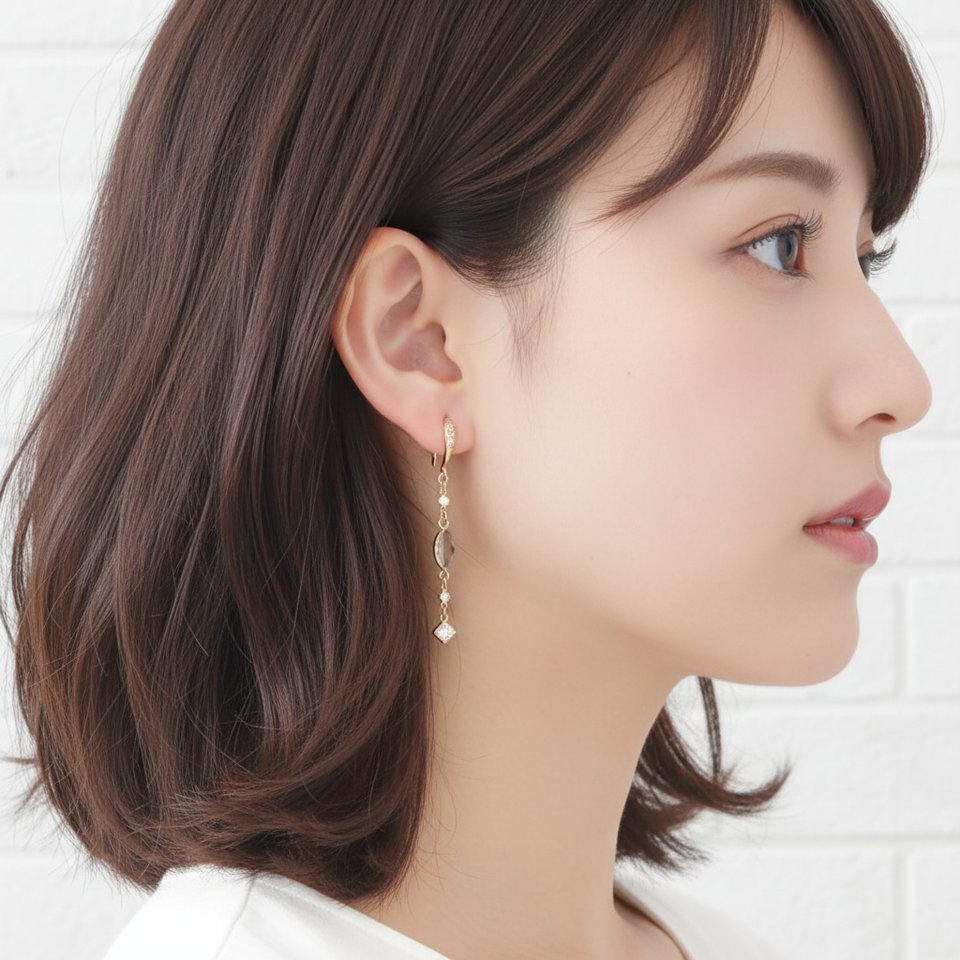WBJW-B-S-00025 シャネルストーンマーキスのメタルミックスネック＆ピアス		