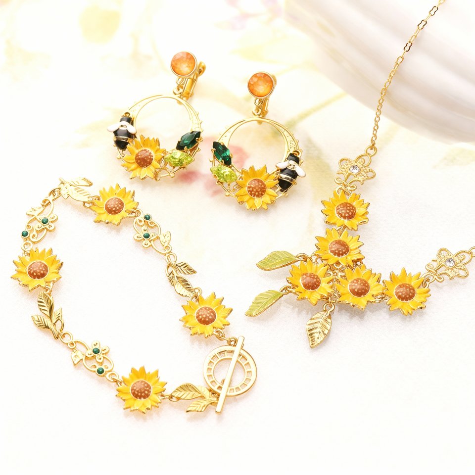 <strong>WBJW-B-S-00114 チャームひまわりのアクセサリー3種</strong>