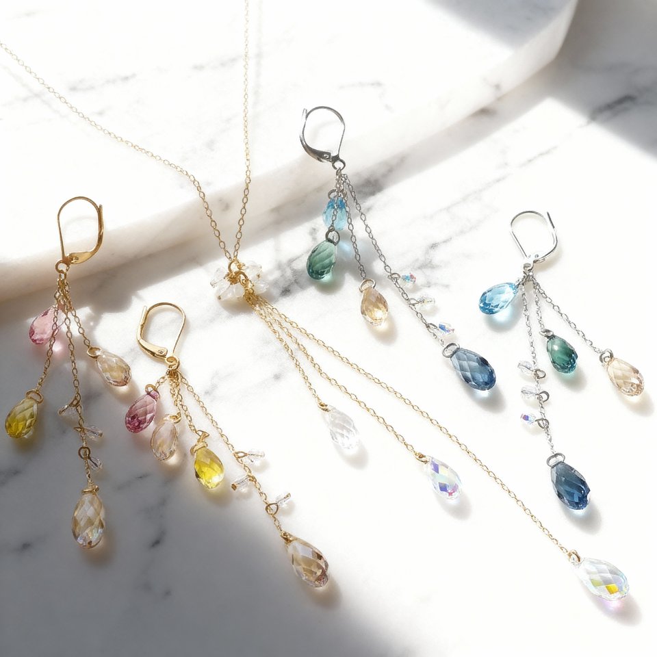 WBJW-B-S-00113 クリスタルのドロップフリンジアクセサリー2種
